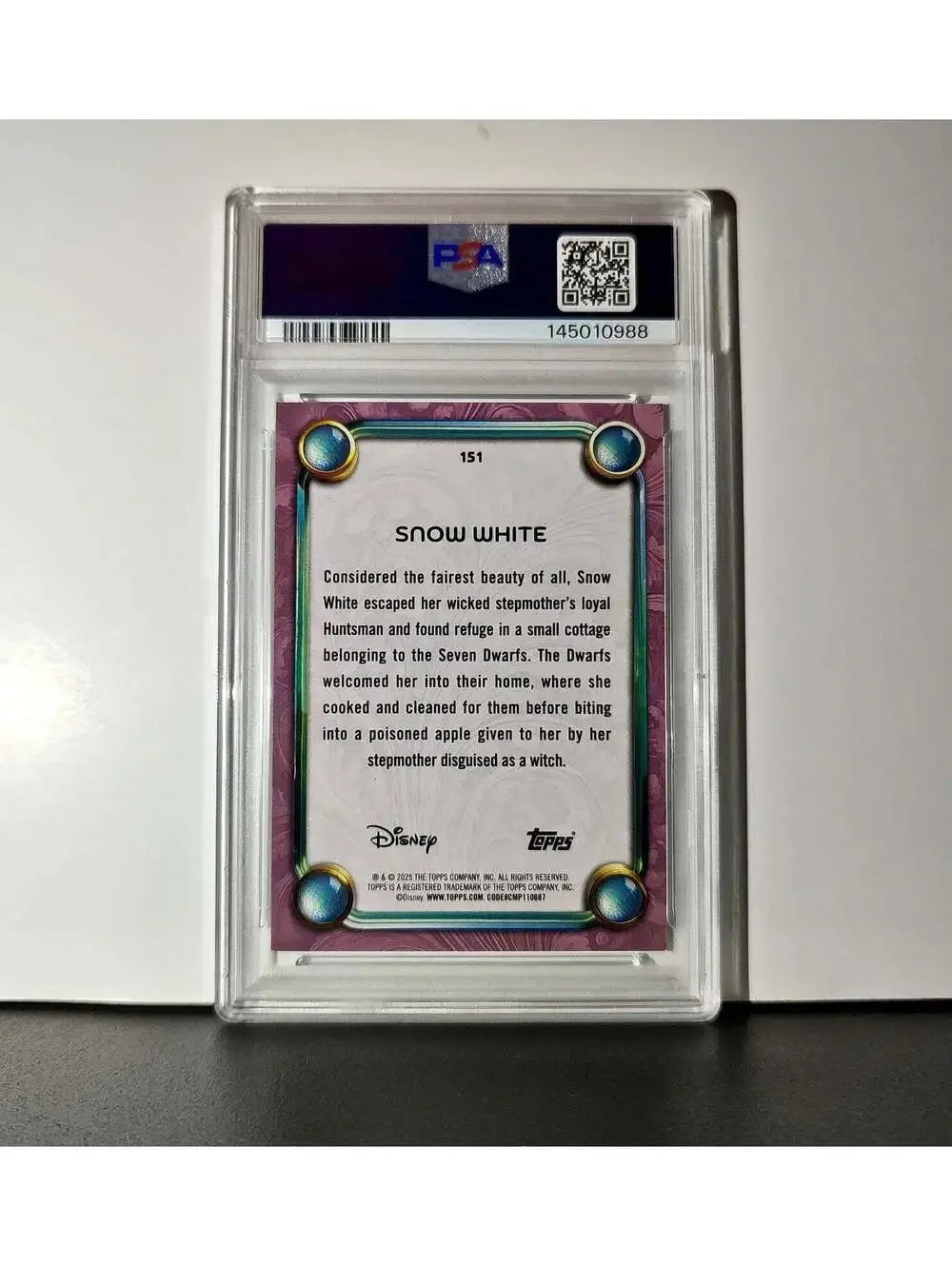 Snow White  2025 Topps Disney Cartoon Princess #151 Card PSA 8